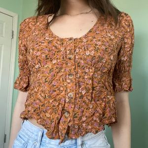 floral mustard blouse